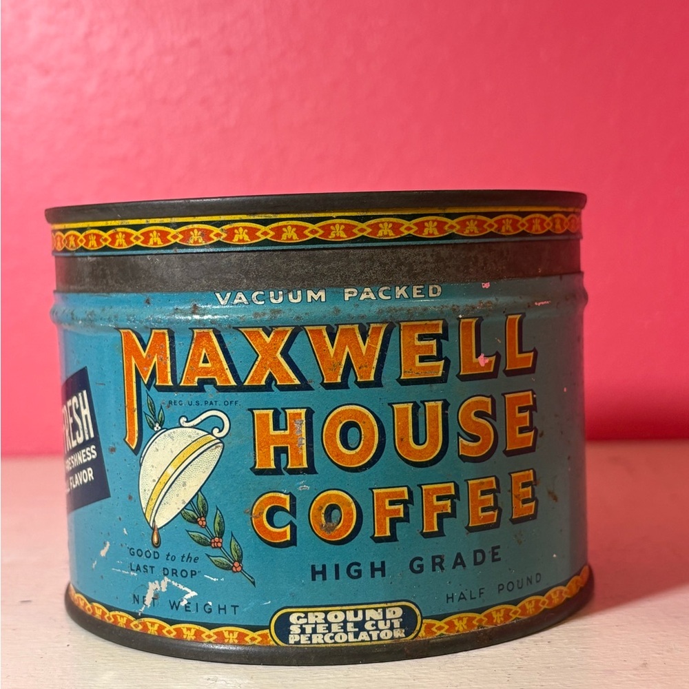 Vintage Maxwell House High Grade Coffee Tin Retro Collectible Display Vita-Fresh - Picture 2 of 7